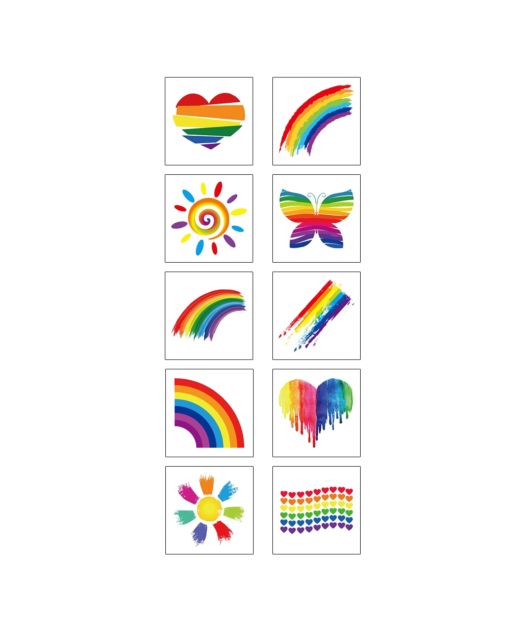 Rainbow Pride temporary tattoos (10 pcs)