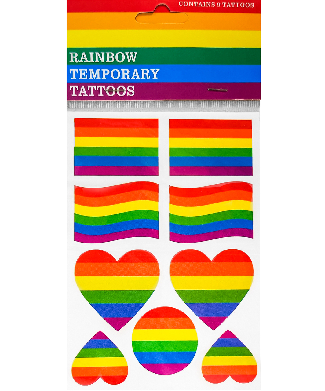 Rainbow Pride temporary tattoos (9 pcs)