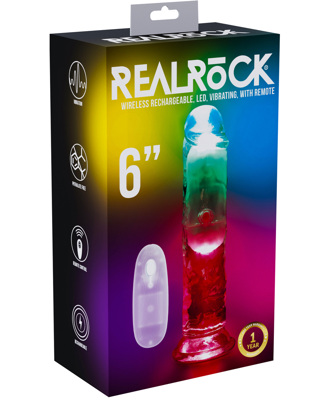 RealRock LED 6 inch kaugjuhtimispuldiga vibraator