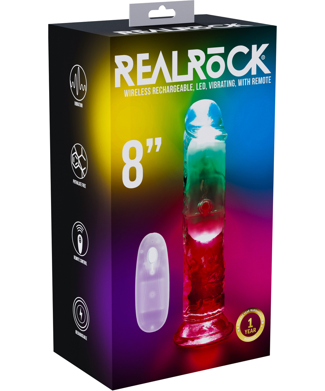 RealRock LED 8 inch kaugjuhtimispuldiga vibraator