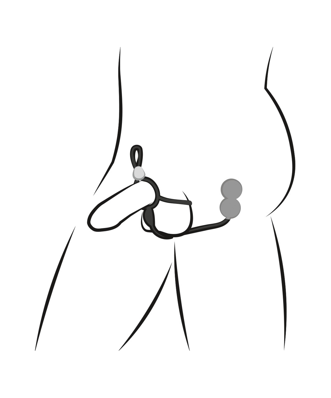 Rebel Cock & Scrotum Support Rings with Anal Beads