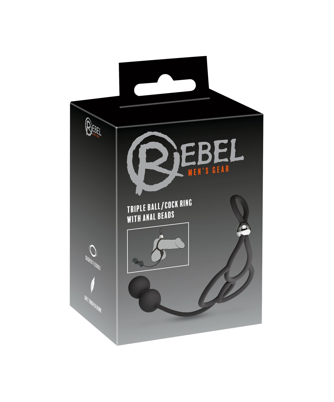 Rebel Cock & Scrotum Support Rings with Anal Beads