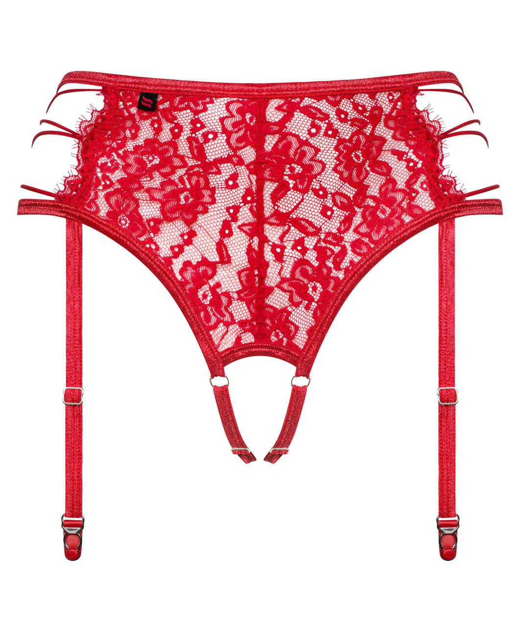 Obsessive Rediosa red crotchless suspender thong