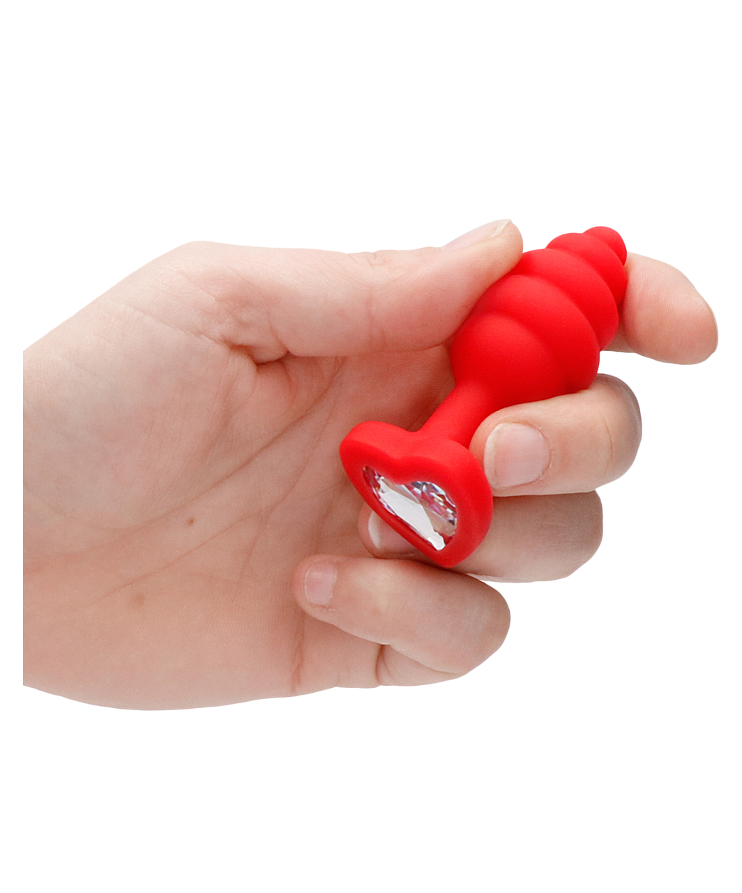 Shots Toys Ribbed Jewel Heart Plug Small