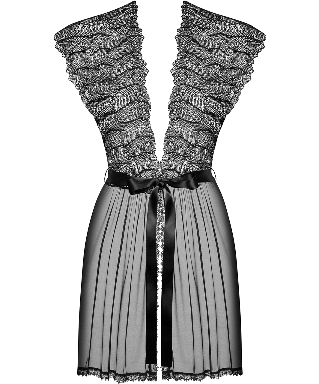 Obsessive Romanesa black sheer mesh peignoir