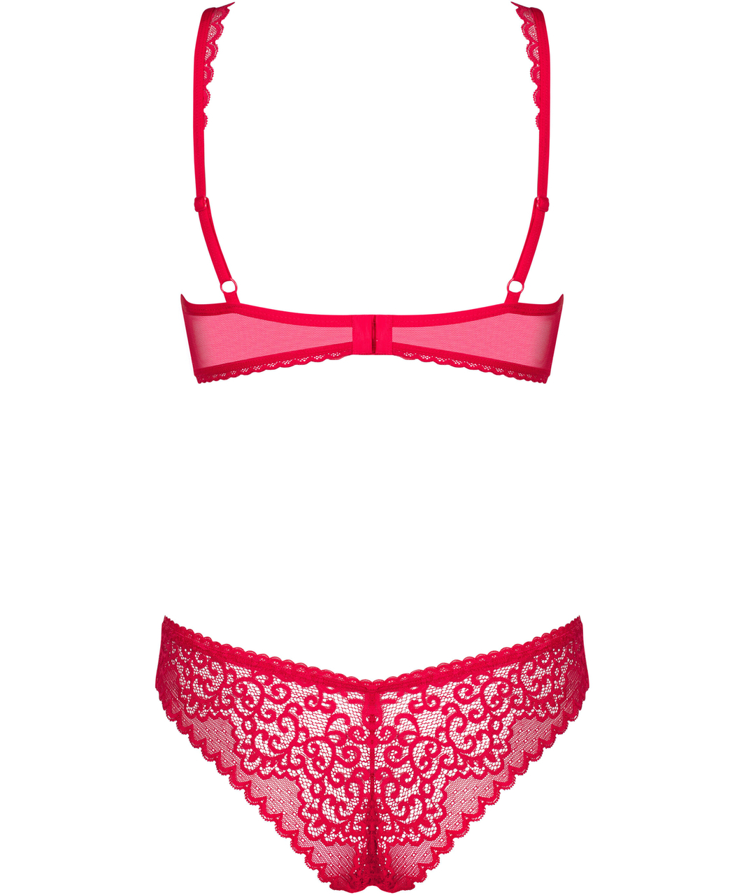 Obsessive red lace two-piece lingerie set