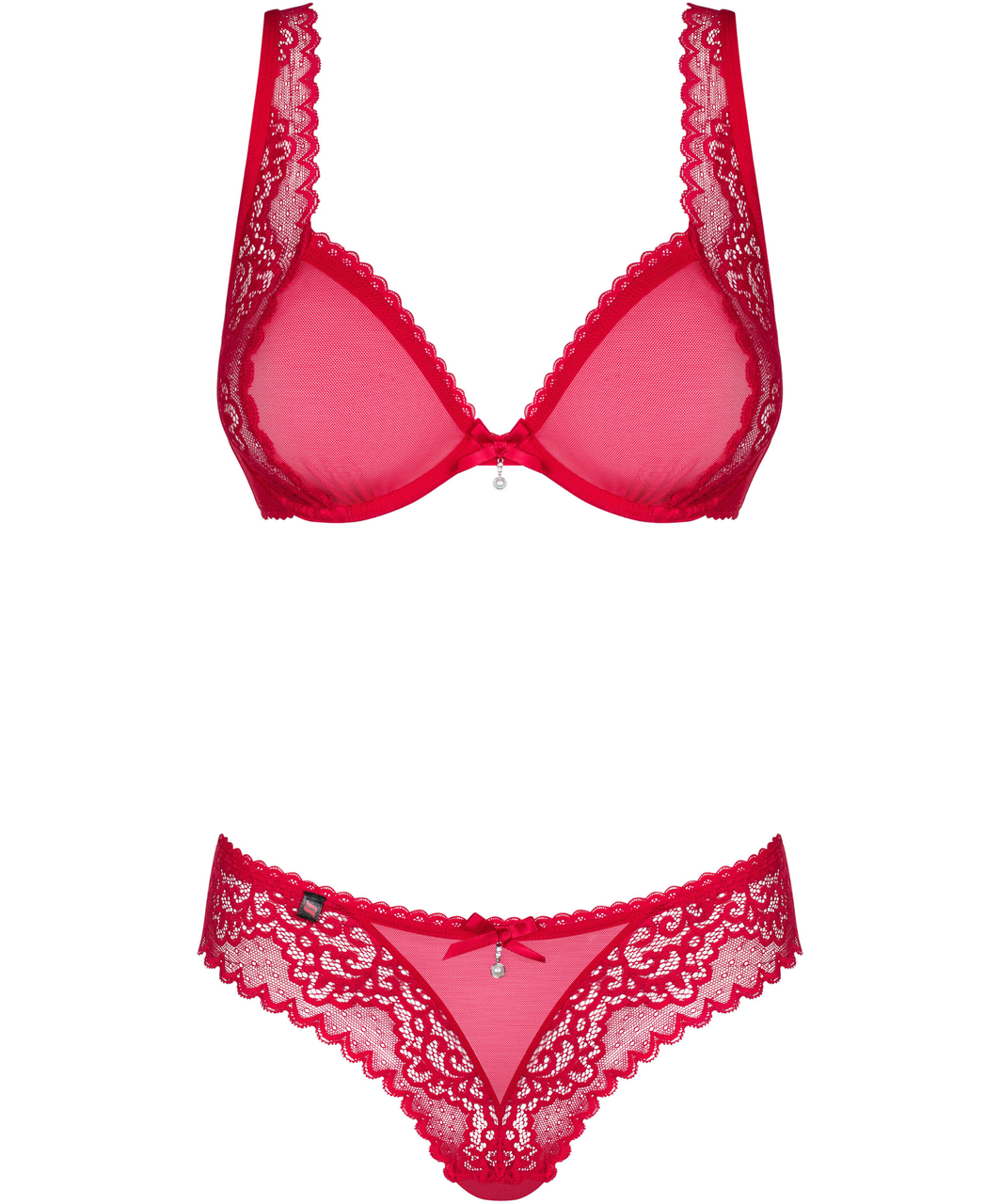 Obsessive red lace two-piece lingerie set