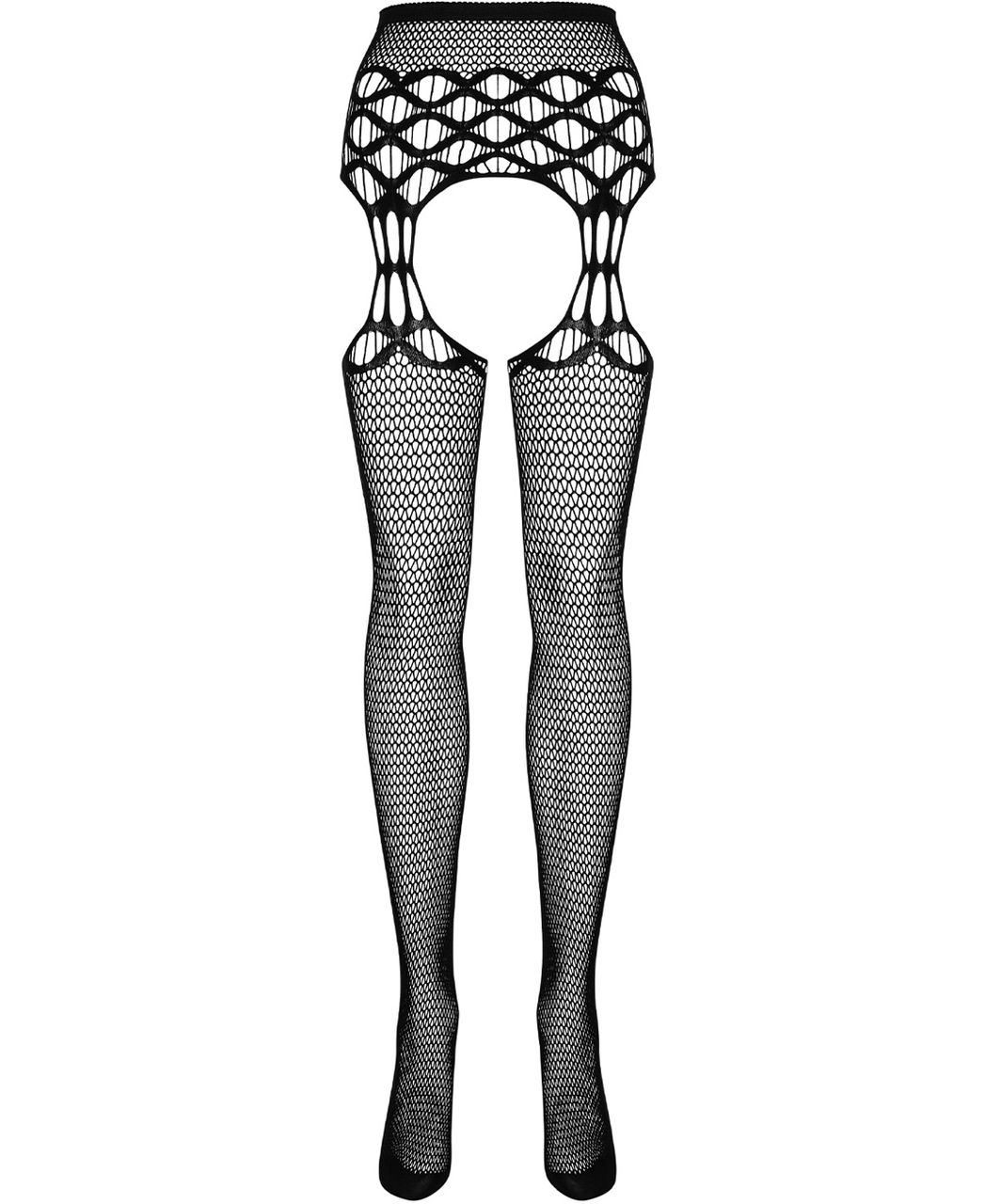 Obsessive black net crotchless tights