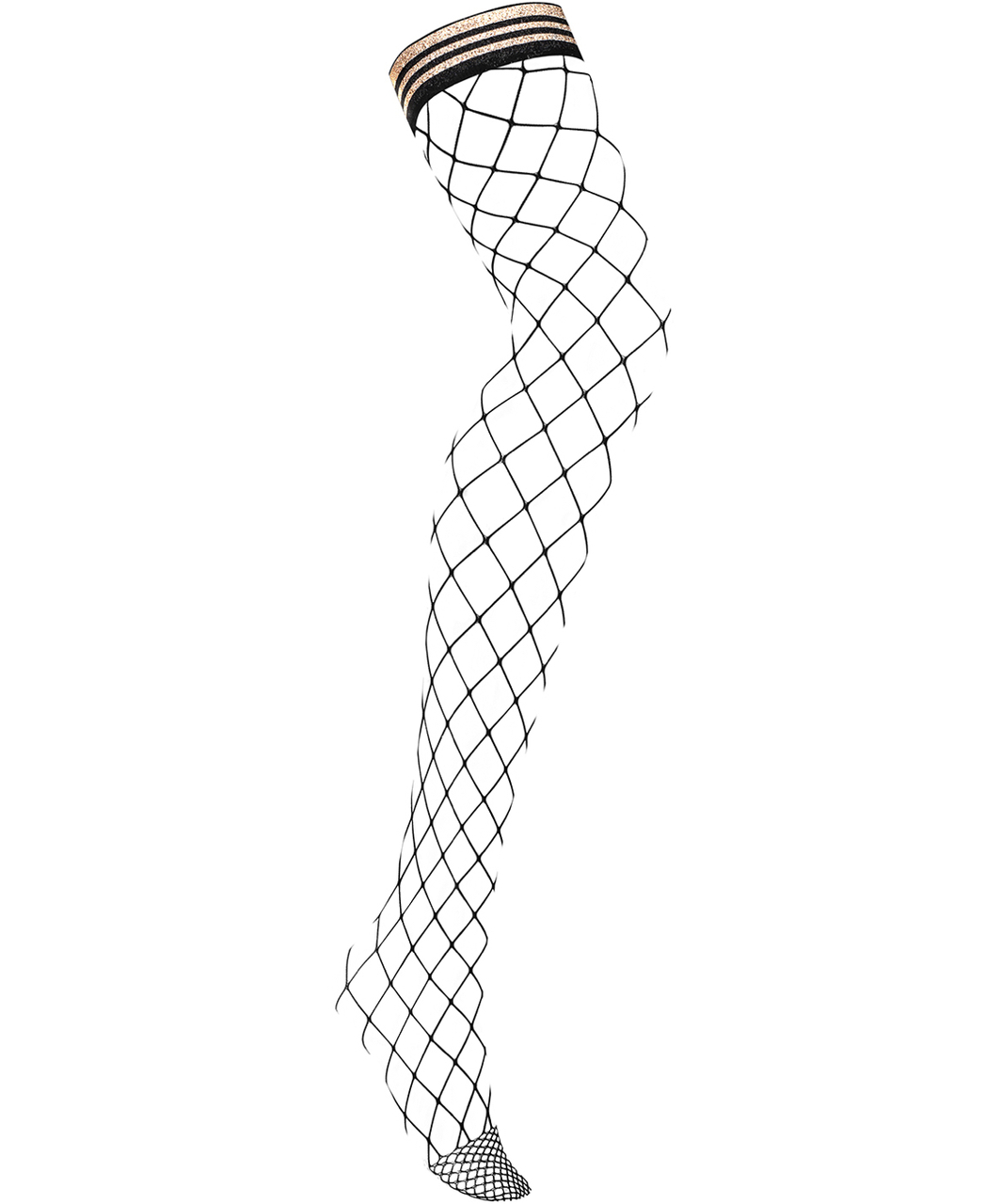 Obsessive black diamond net hold-up stockings with glittery welt