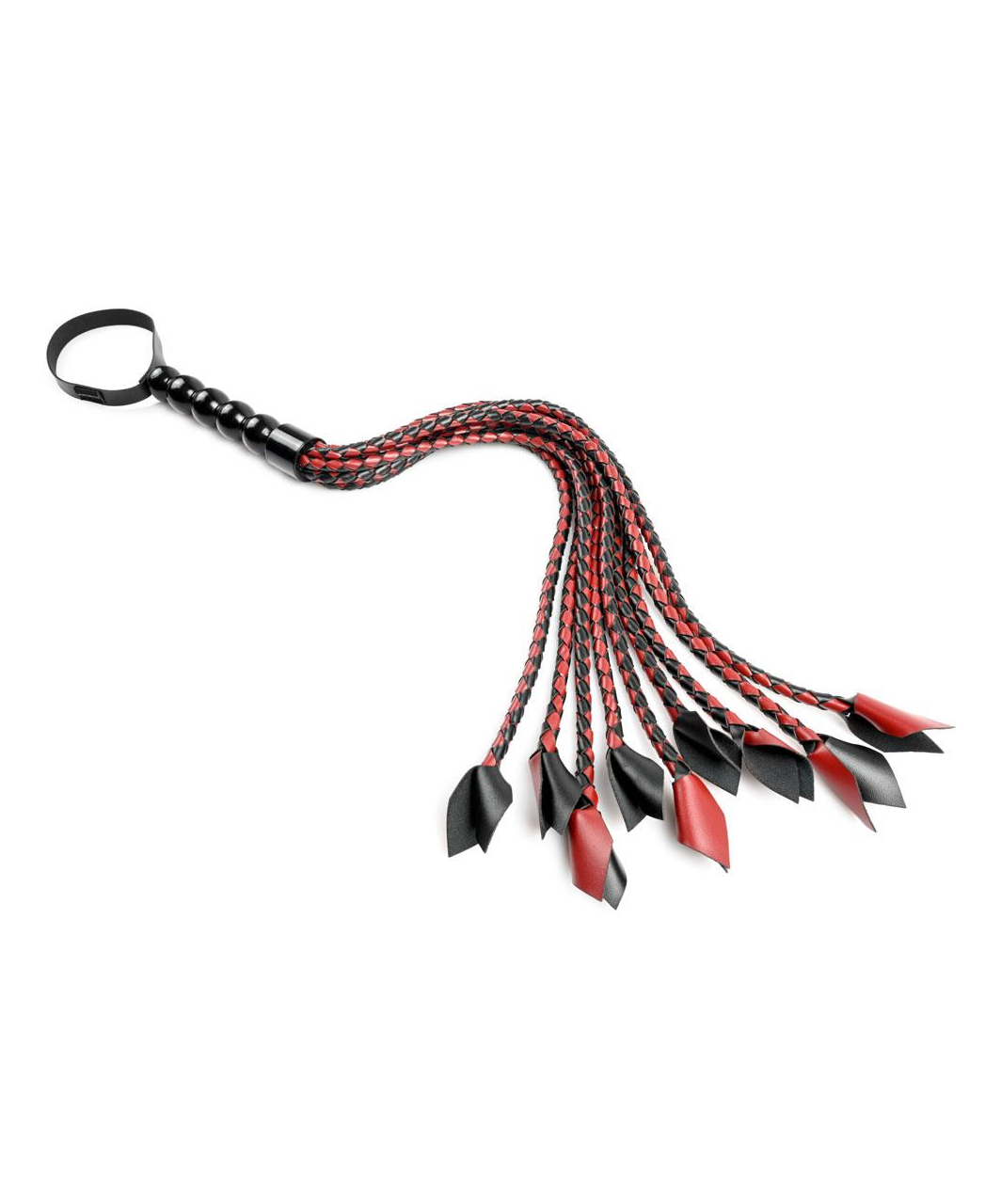 Sportsheets Saffron red & black braided faux leather flogger