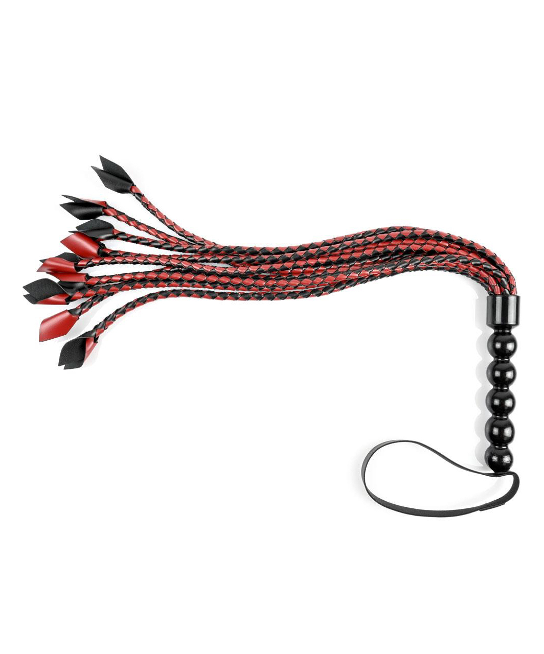 Sportsheets Saffron red & black braided faux leather flogger