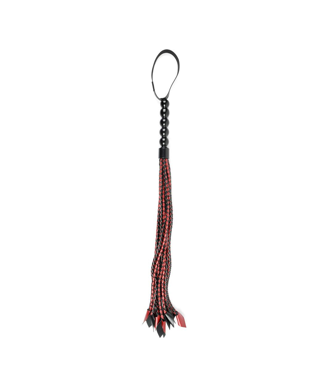 Sportsheets Saffron red & black braided faux leather flogger