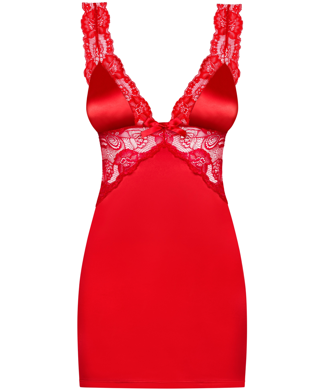 Obsessive red chemise with lace inserts