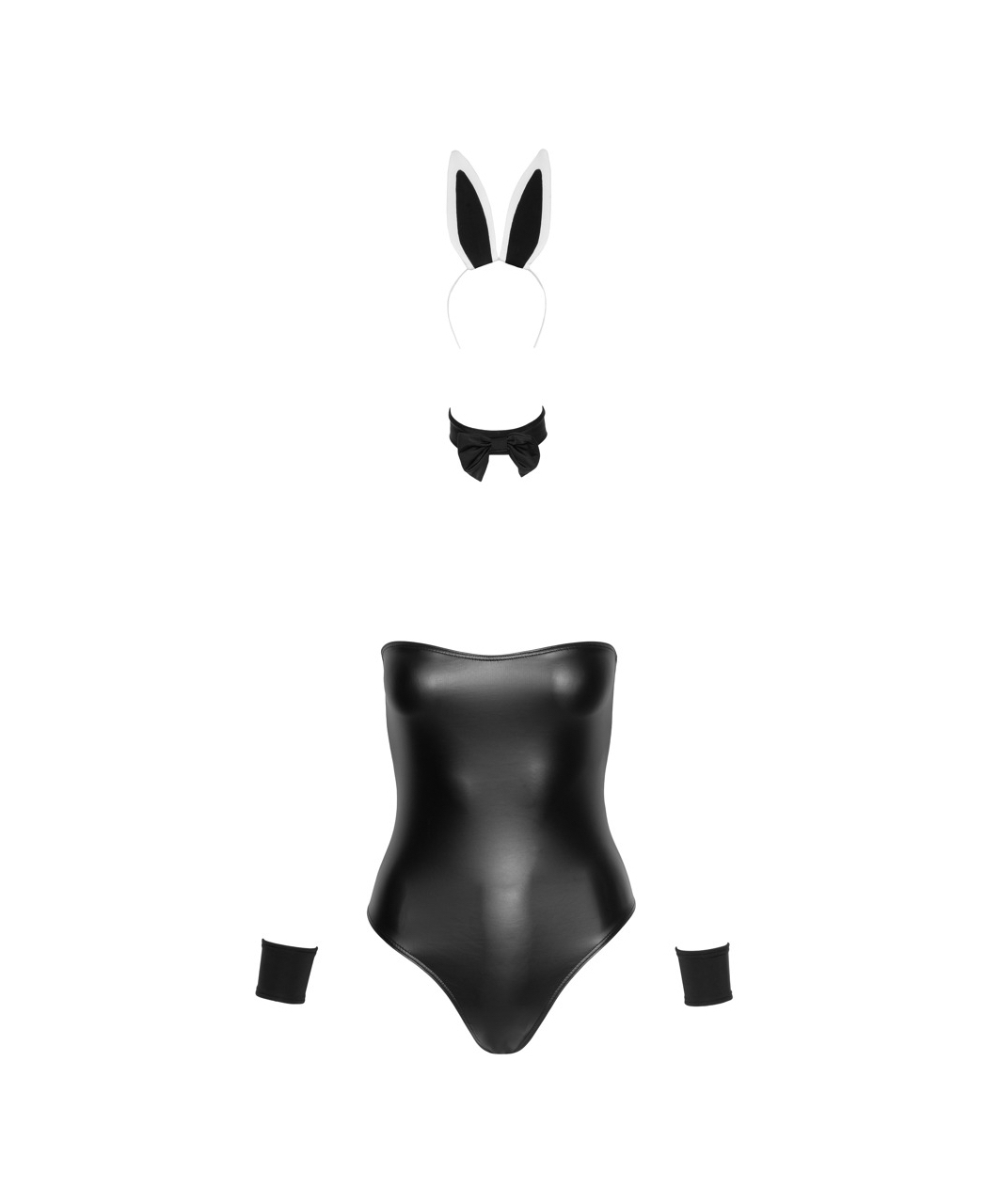 Cottelli Lingerie melns matēta auduma zaķa erotiskais tērps