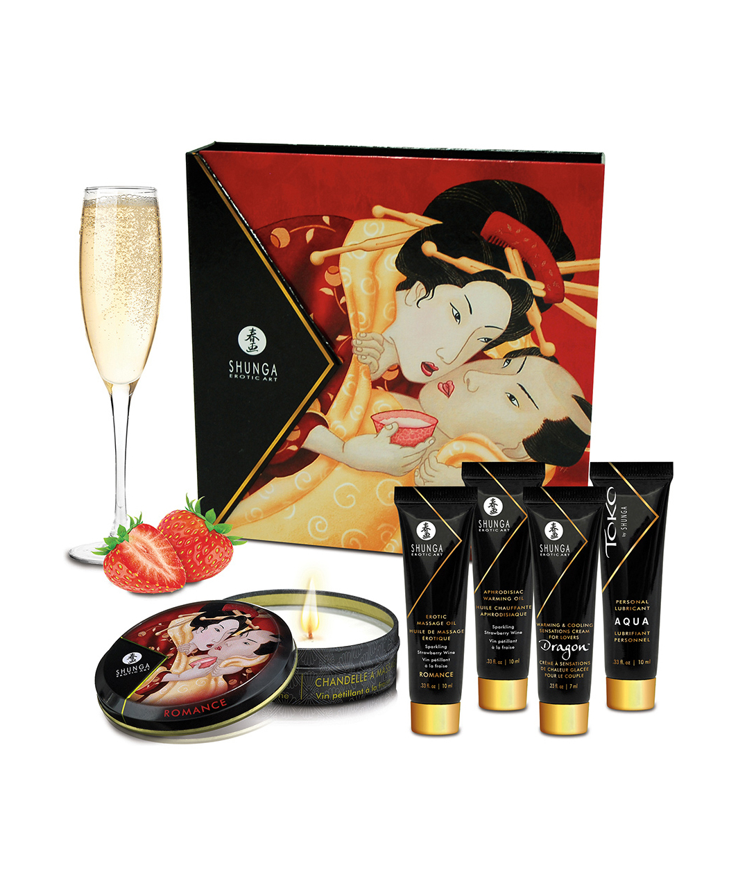 Shunga Geisha's Secret Sparkling Strawberry Wine Romantic Mini Collection