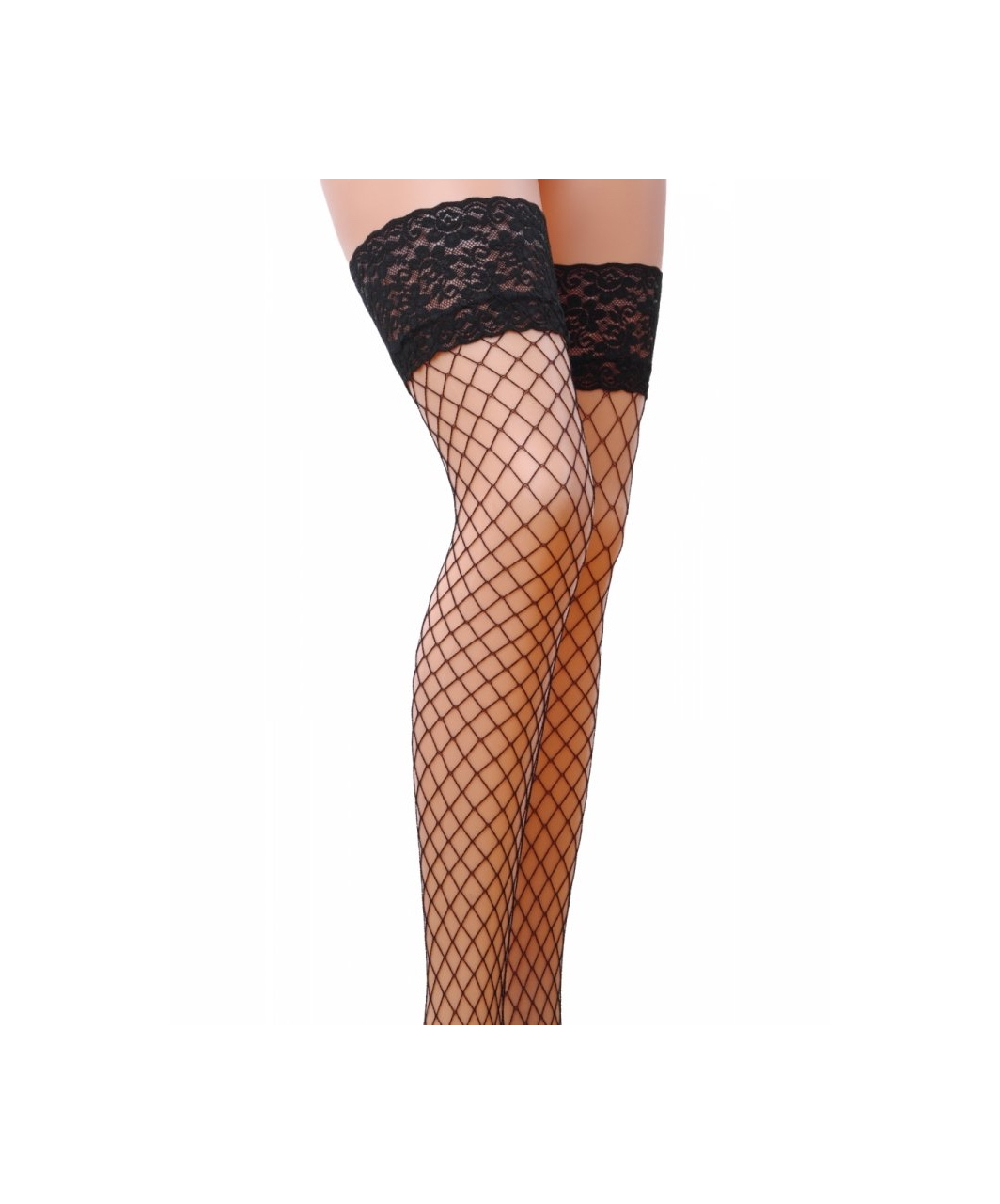 Passion black net hold-up stockings