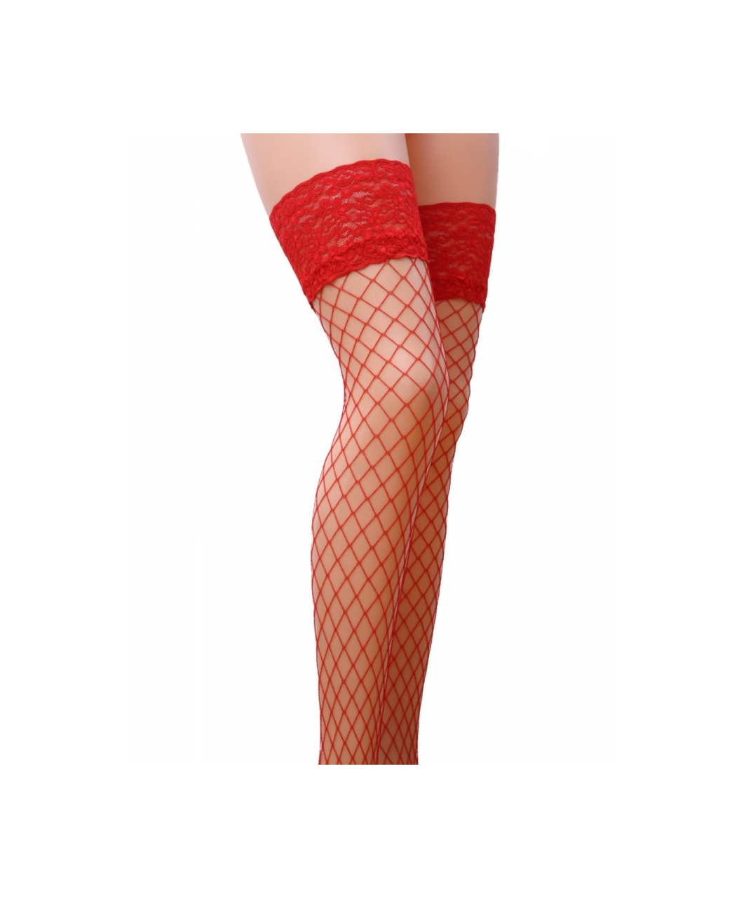 Passion red net hold-up stockings