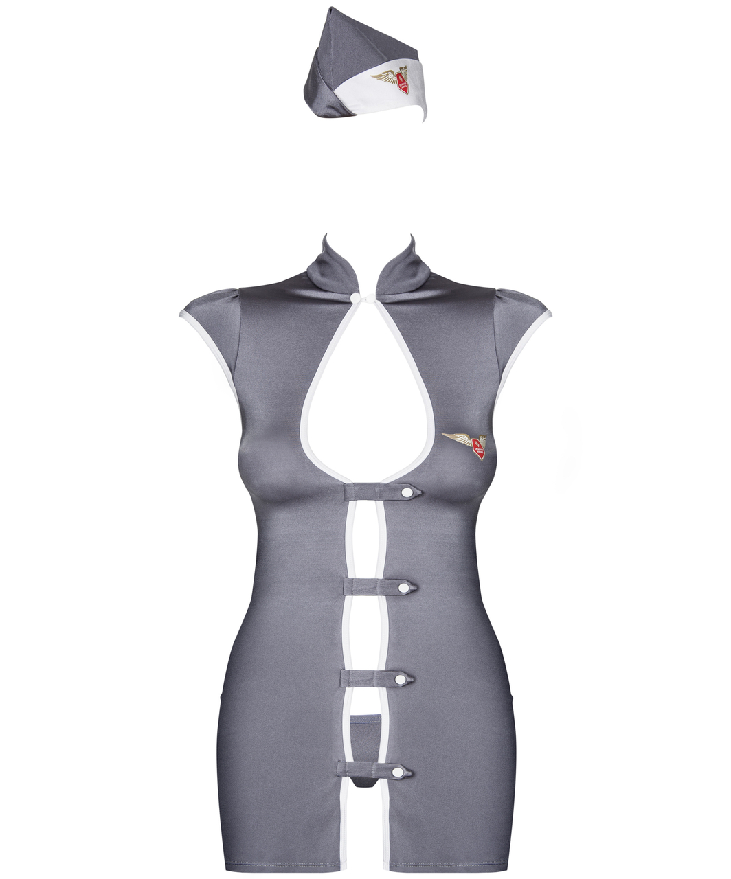 Obsessive stewardess grey erotic set