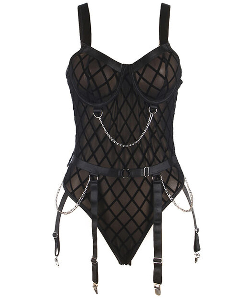 Subblime black bodysuit with chains