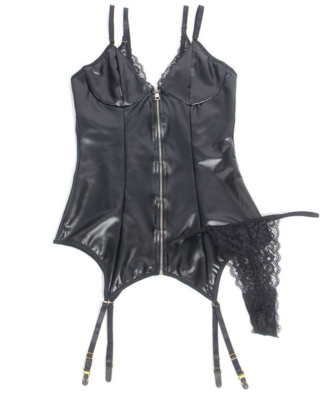 Subblime Черный корсетный топ на молнии с мокрым видом