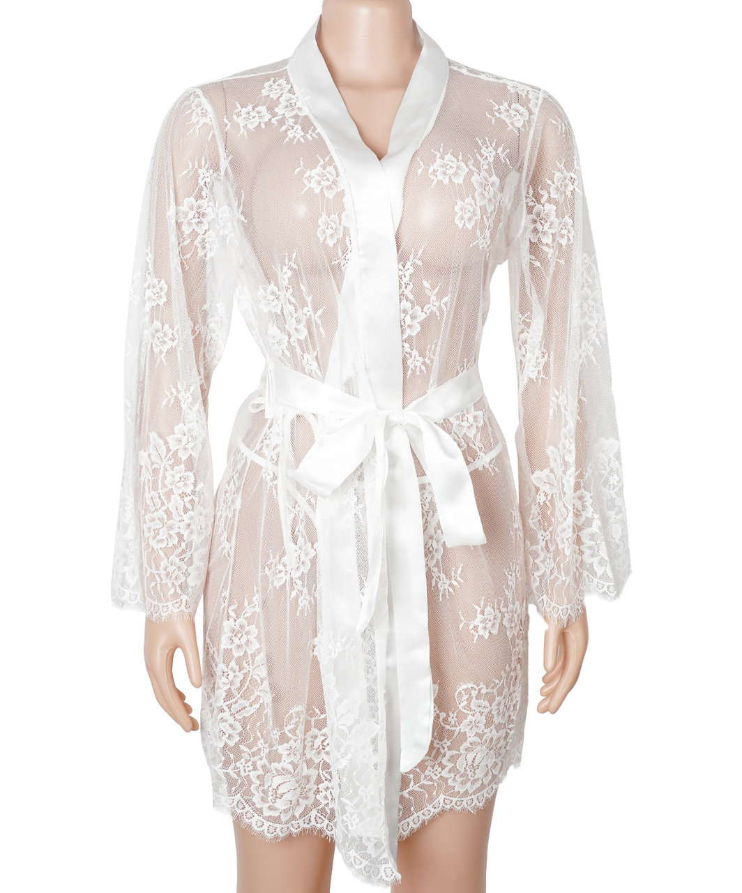Subblime Fiorella white sheer mesh peignoir
