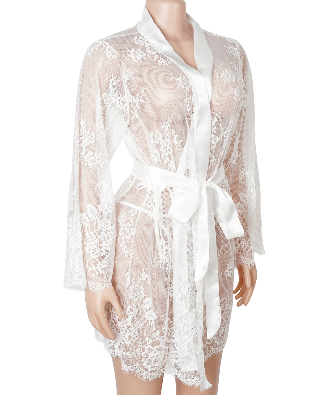 Subblime Fiorella white sheer mesh peignoir