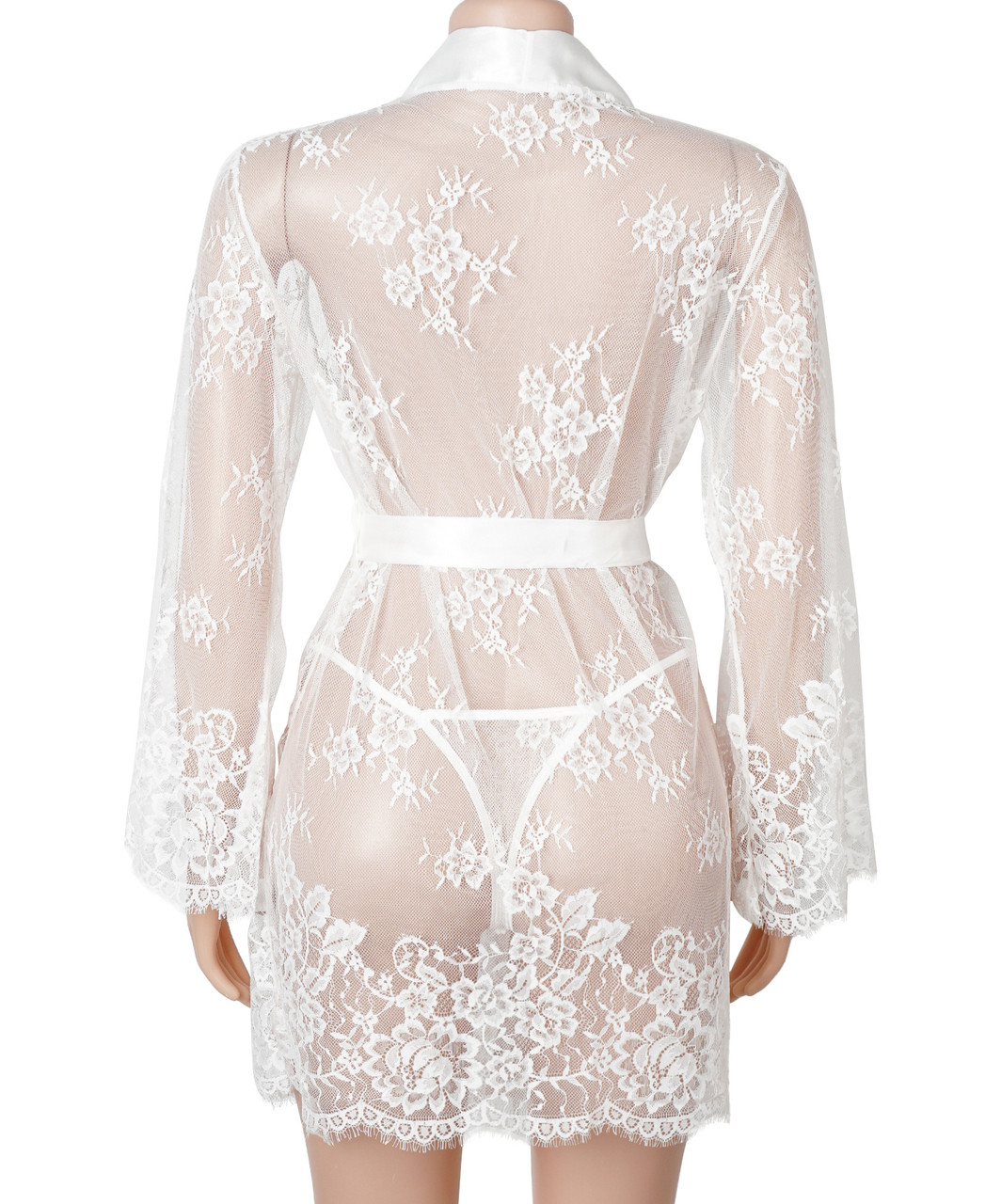 Subblime Fiorella white sheer mesh peignoir