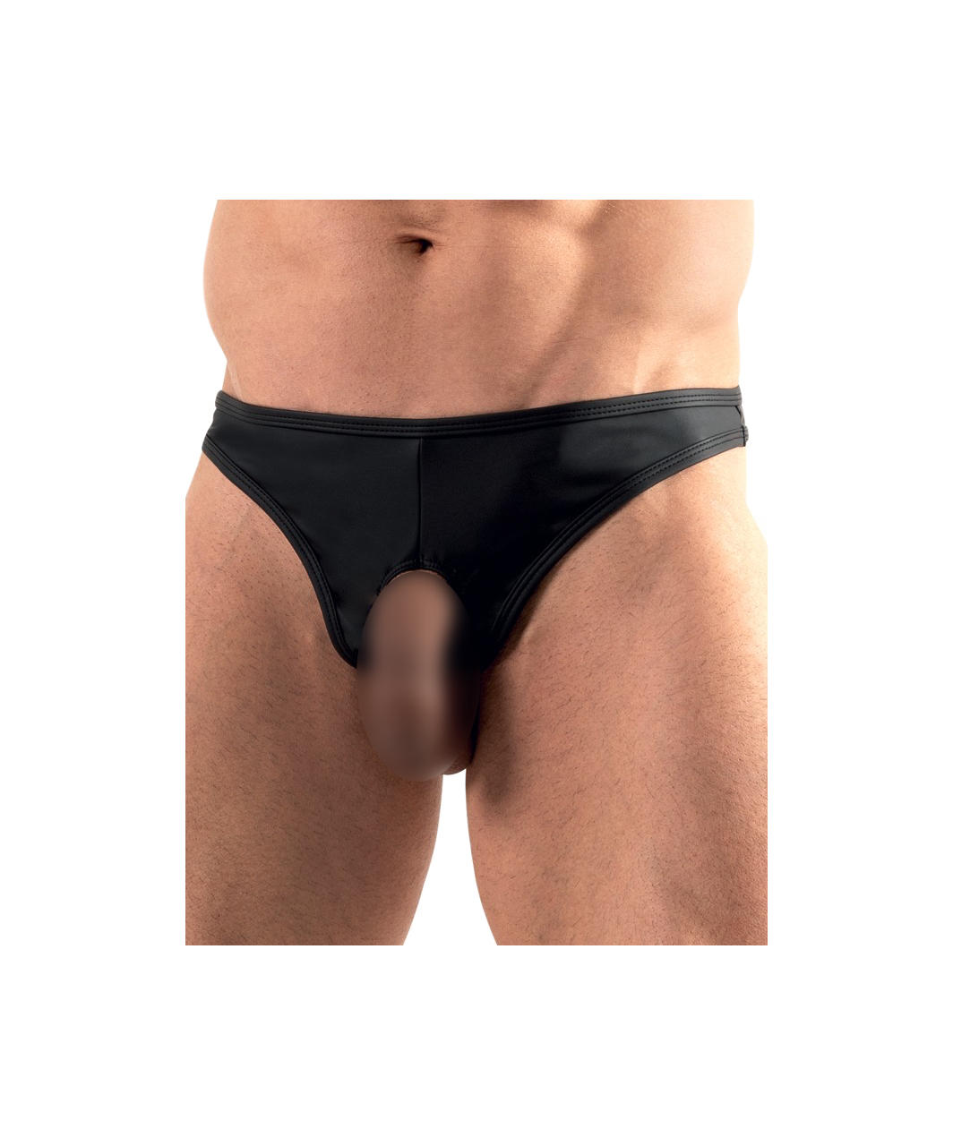 Svenjoyment black matte look open thong