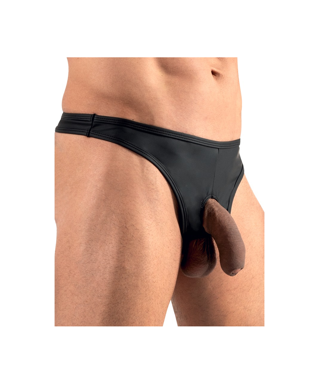 Svenjoyment black matte look open thong