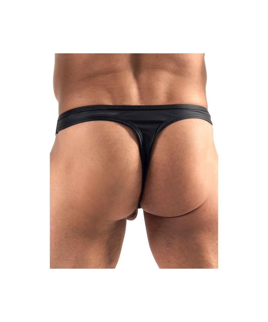 Svenjoyment black matte look open thong