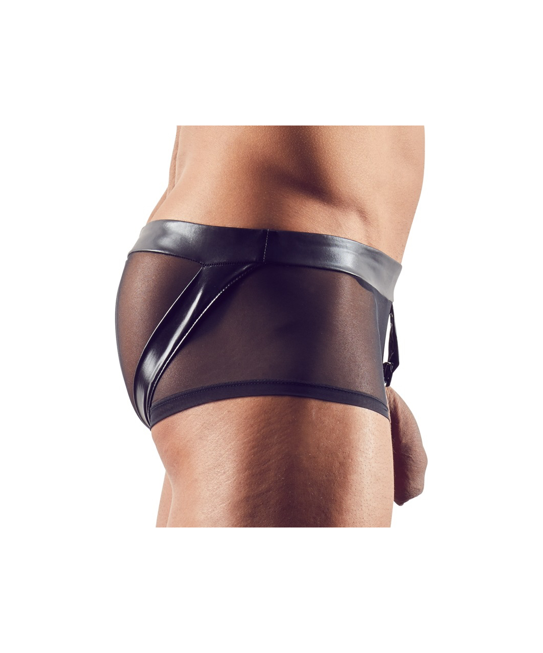 Svenjoyment black sheer mesh boxer briefs with cock ring