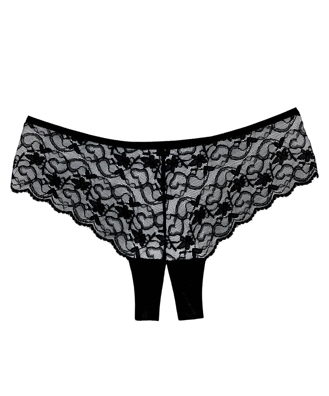 Allure Lingerie Sweetheart black lace crotchless shorts