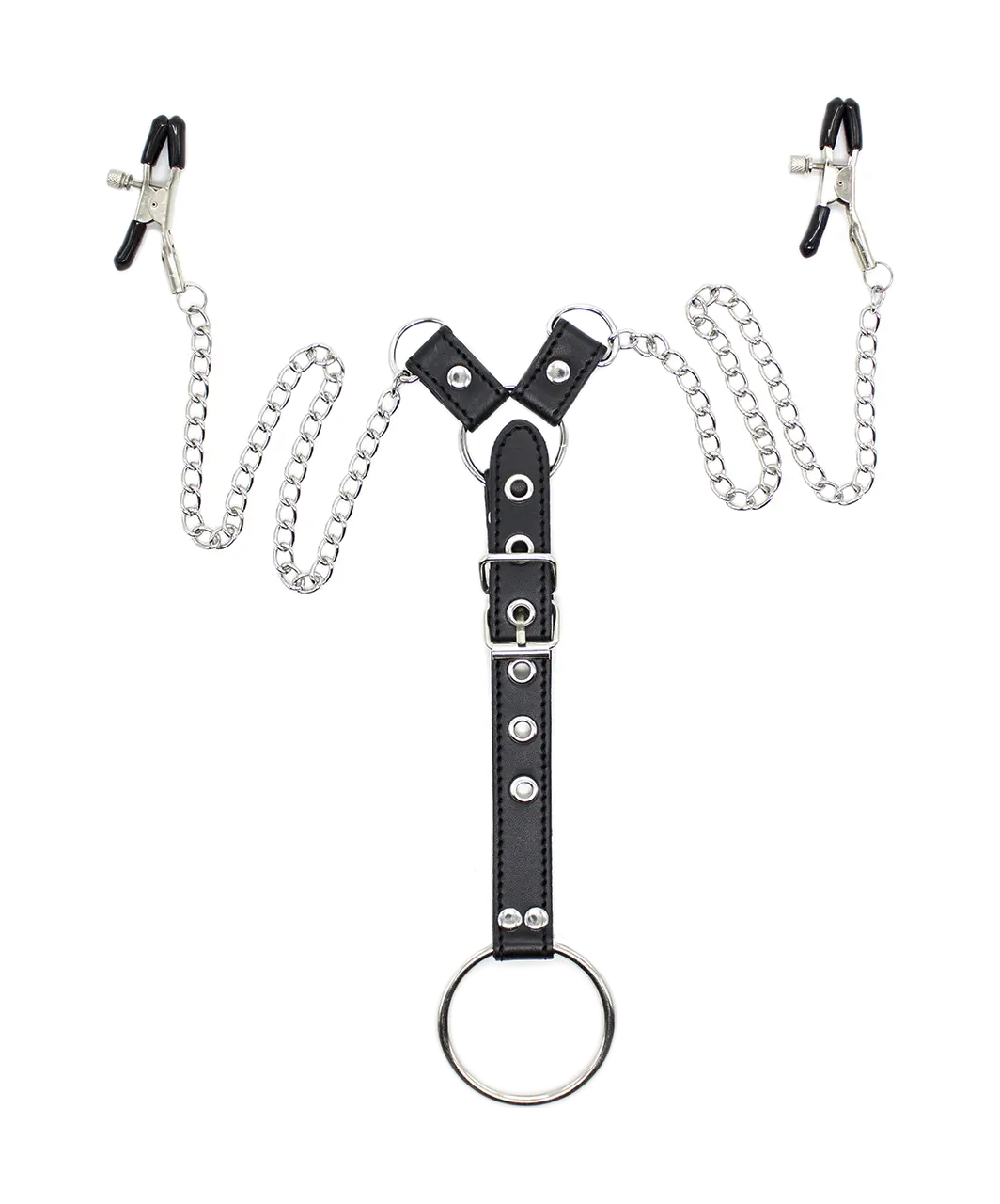 Temptation Unboxed chained nipple clamps with cock ring