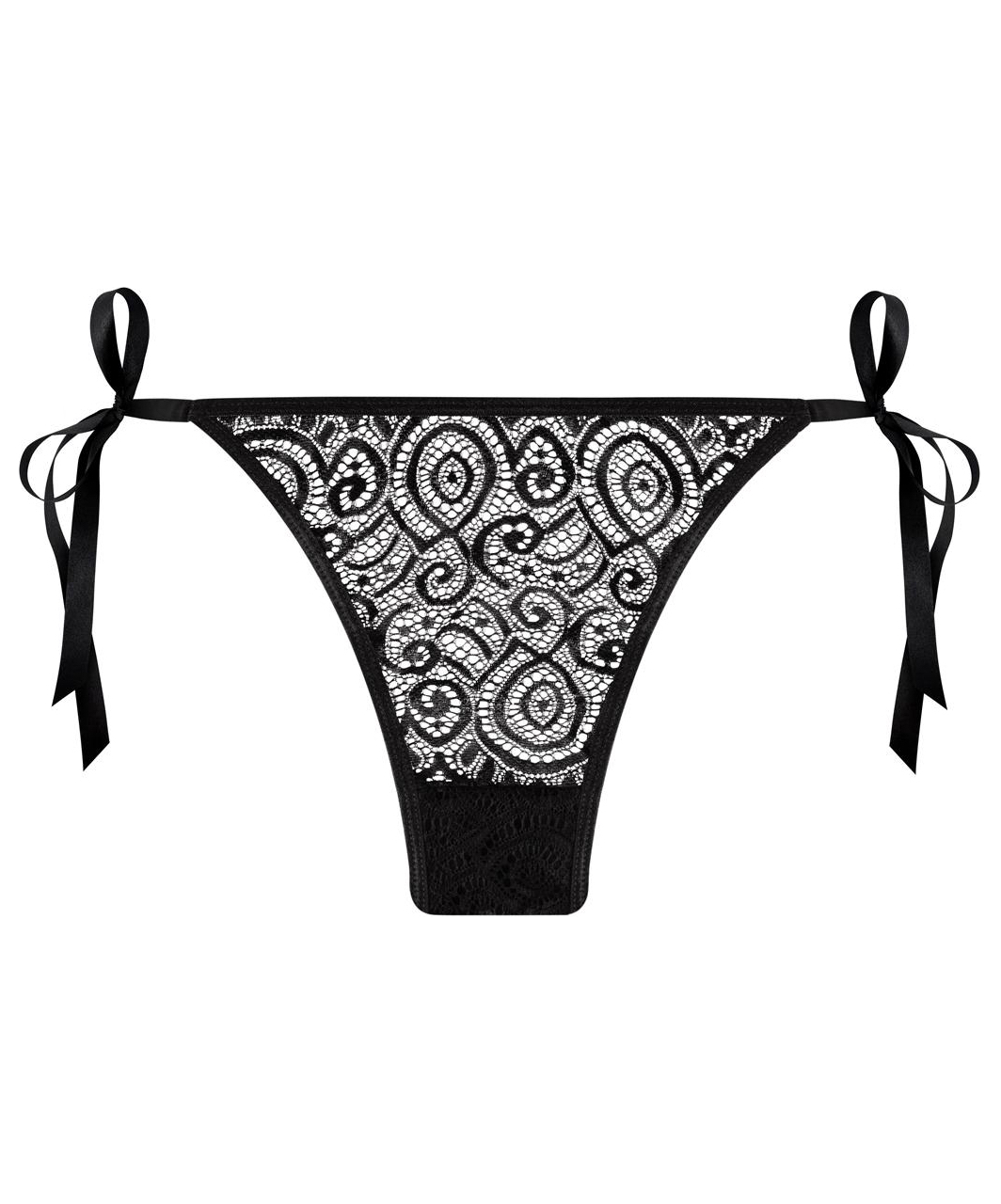 Underneath Luna black lace tie-side thong