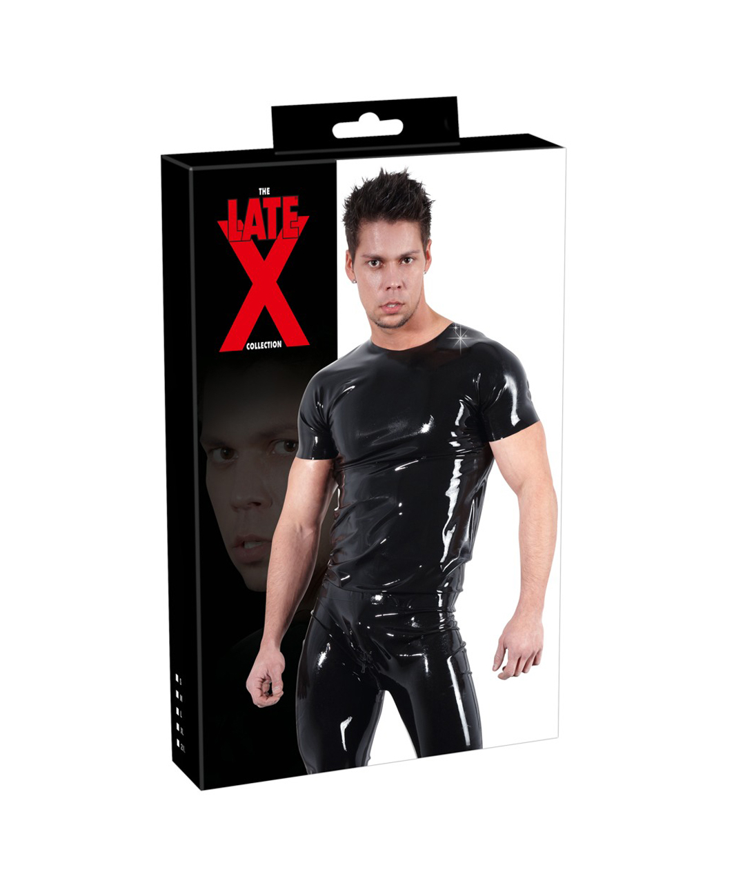 Late X black latex T-shirt