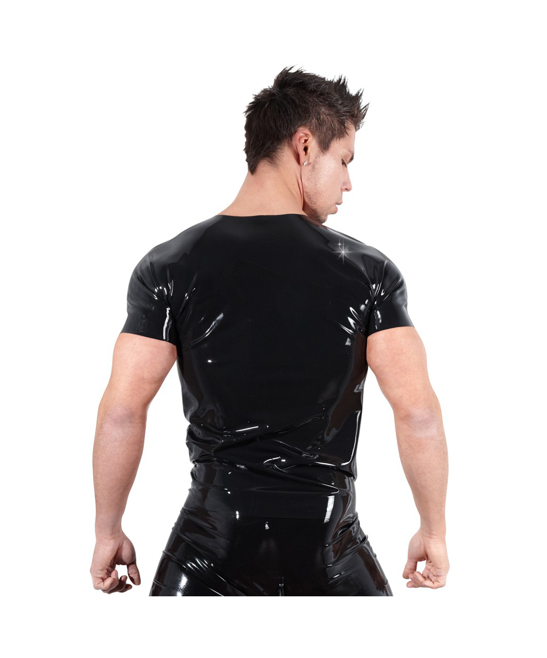 Late X black latex T-shirt