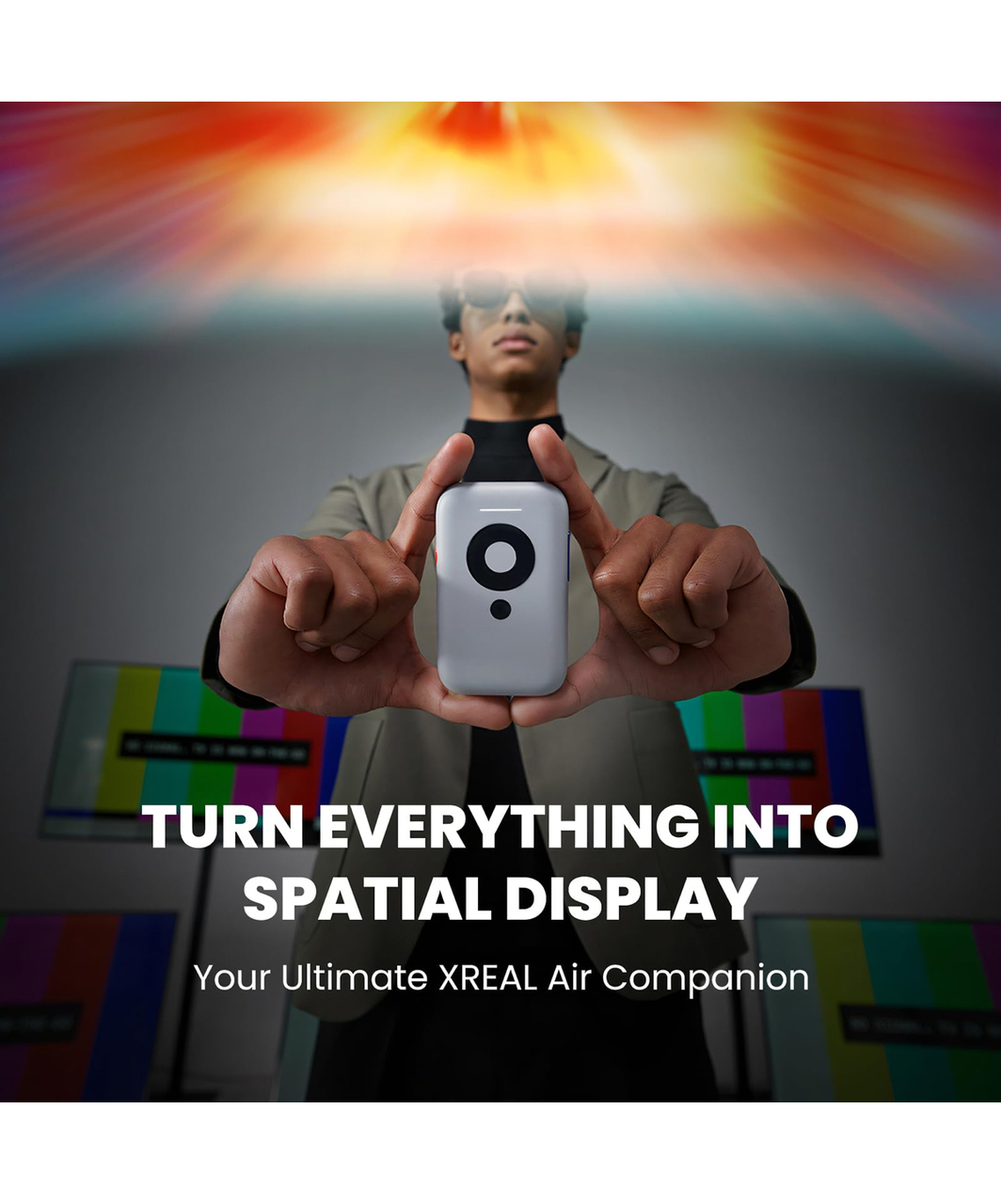 XREAL Beam laidinio prijungiamas erdvinio ekrano adapteris XREAL Air akiniams