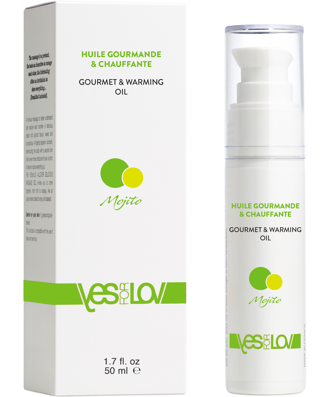 YESforLOV skūpstiem droša sildoša masāžas eļļa 50 ml