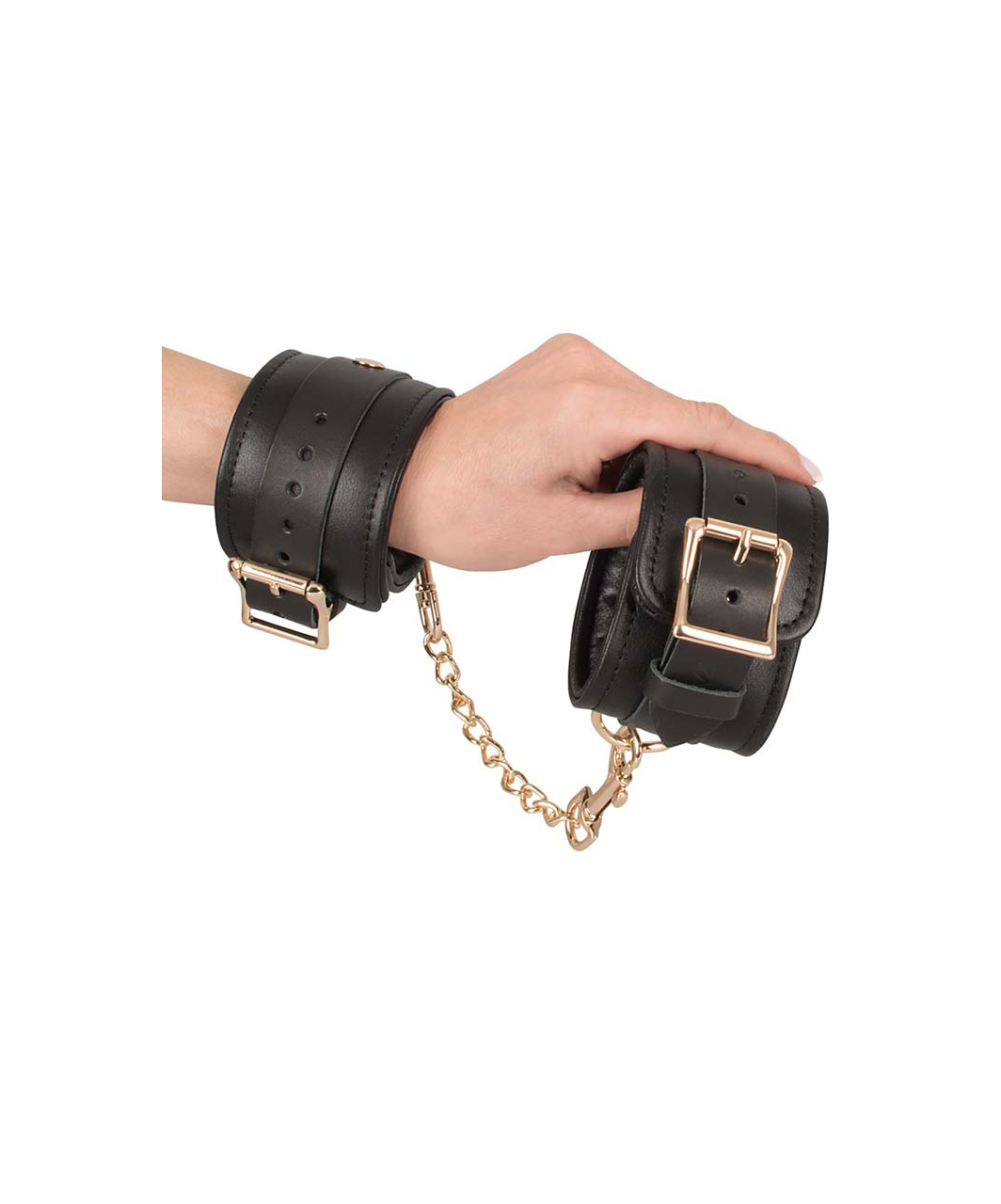 Zado кожаные наручники с цепью золотого цвета