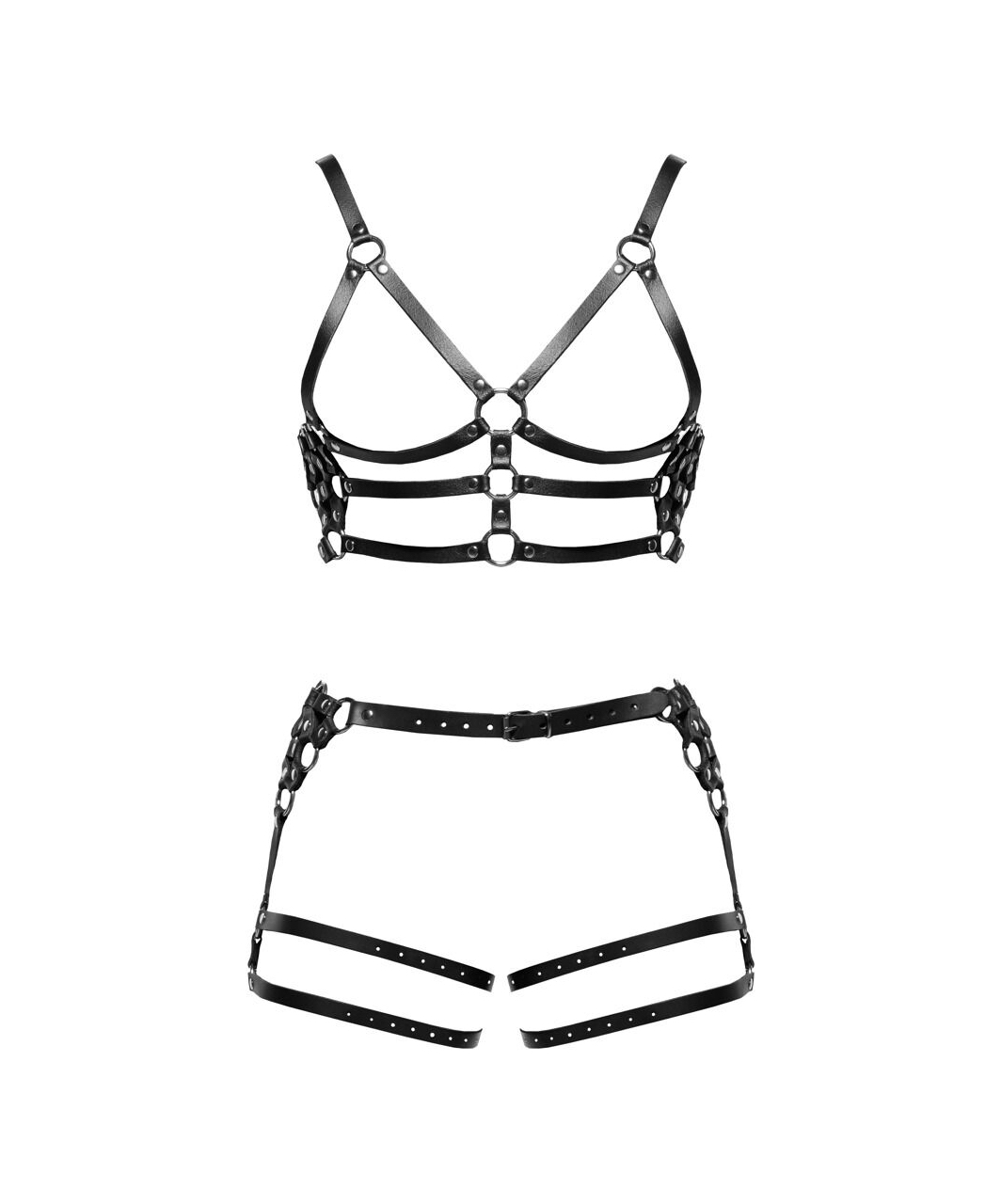 Zado leather suspender harness two-piece set