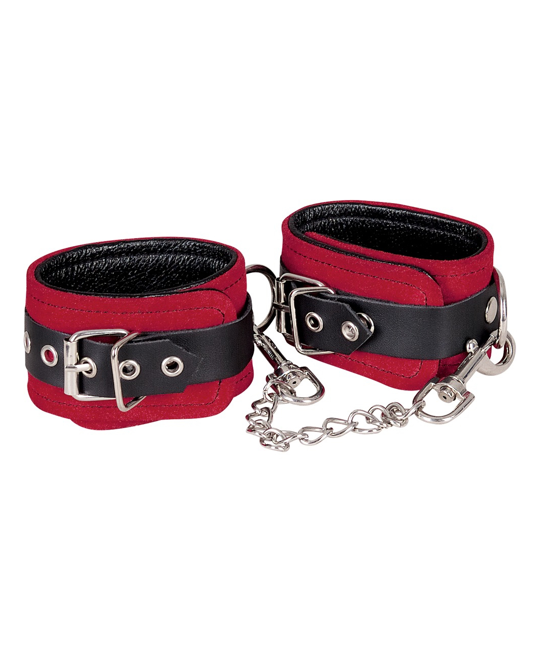 Zado red & balck leather ankle cuffs