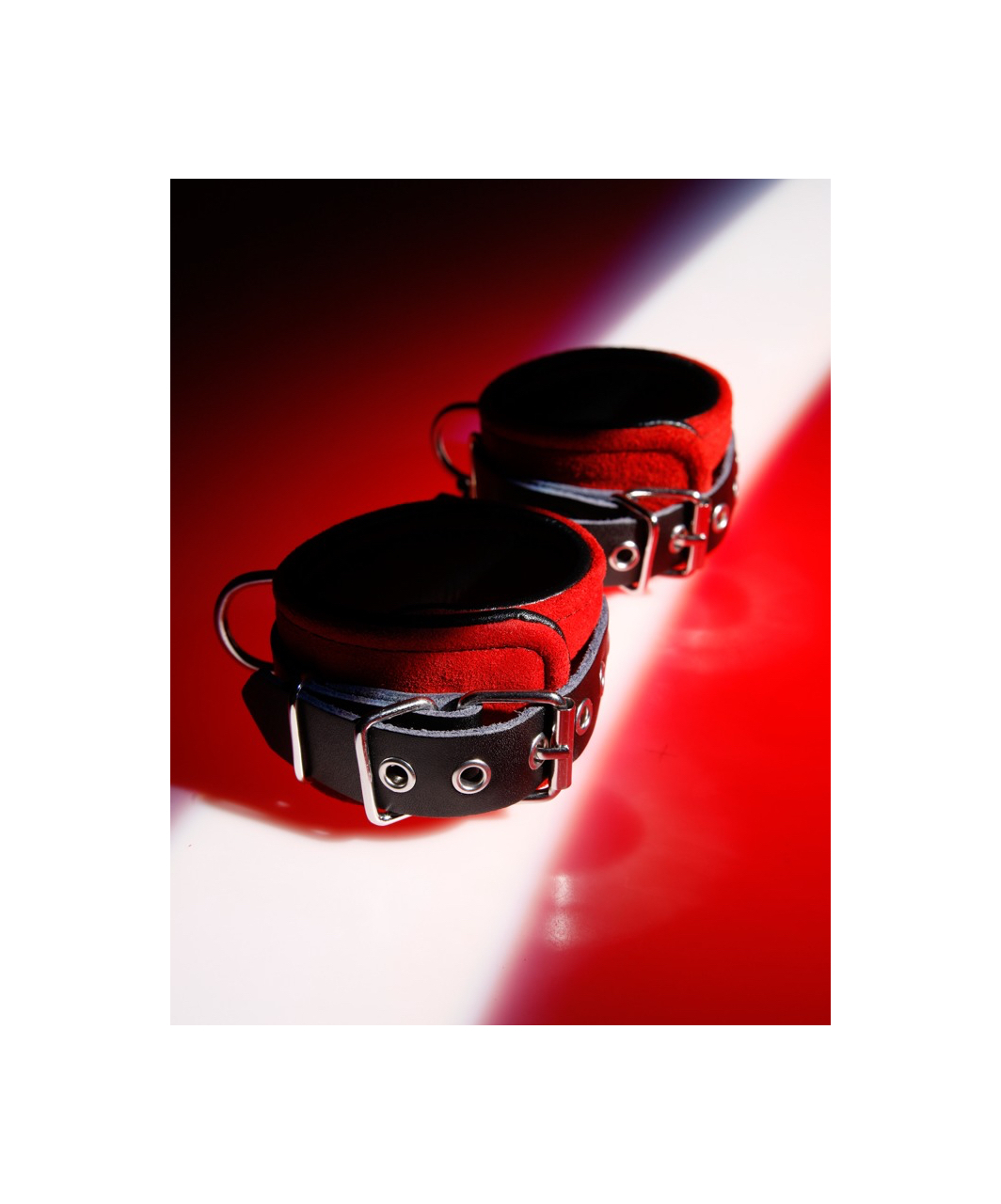 Zado red & black leather wrist cuffs