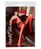 Cottelli Lingerie red crotchless tights with cutouts