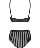 Noir Handmade melns strīpaina tīkliņauduma bikini komplekts