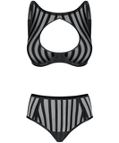 Noir Handmade melns strīpaina tīkliņauduma bikini komplekts