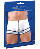 Svenjoyment white sailors-style trunks with zipper