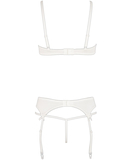 Abierta Fina white suspender set with crotchless string