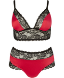 Cottelli Lingerie red satin lingerie set with black lace