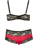 Cottelli Lingerie red satin lingerie set with black lace
