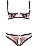 Cottelli Lingerie pink shelf bra with crotchless briefs
